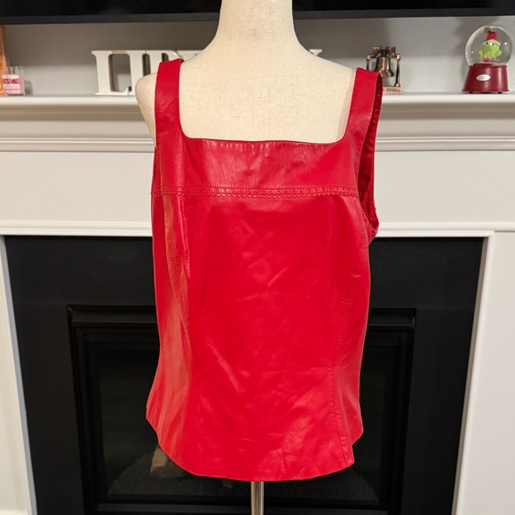 Dana Buchman Tops - ❤️ Dana Buchman 100% Lambskin Red Leather Tank Top (Size 14)
